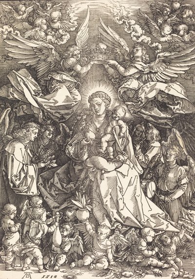 Jungfrun omgiven av många änglar, 1518. av Albrecht Dürer