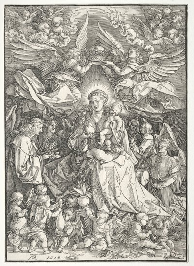 Jungfrun omgiven av många änglar, 1518. av Albrecht Dürer