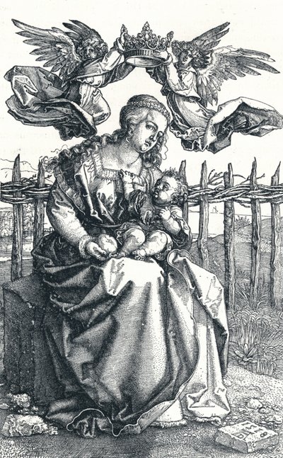 Jungfrun och barnet kröntes av två änglar, 1518, 1906 av Albrecht Dürer