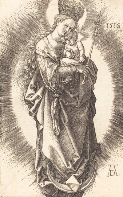 Jungfrun och barnet på en halvmåne med en spira och en stjärnkrona, 1516. av Albrecht Dürer