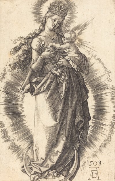 Jungfrun och barnet på en halvmåne med en stjärnklar krona, 1508. av Albrecht Dürer