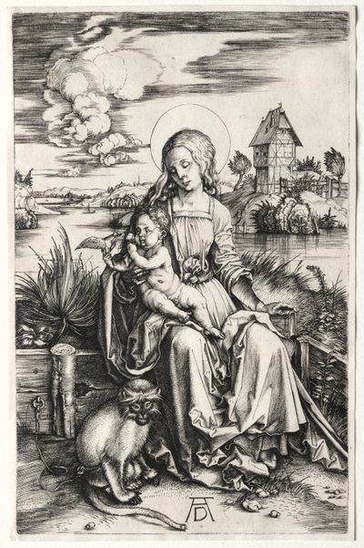 Jungfrun och barnet med en apa av Albrecht Dürer
