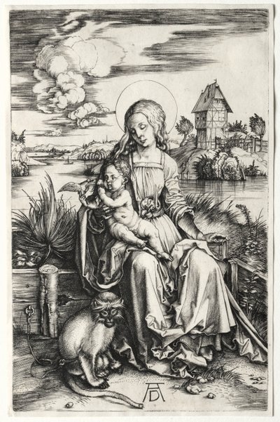 Jungfrun och barnet med en apa, ca. 1498. av Albrecht Dürer