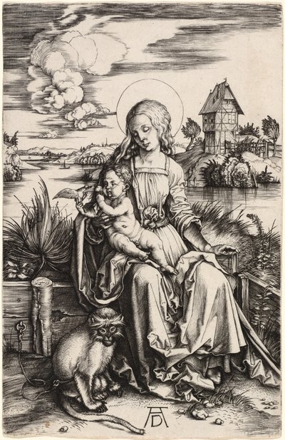 Jungfrun och barnet med apan av Albrecht Dürer