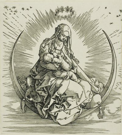 Jungfrun på halvmånen, från The Life of the Virgin av Albrecht Dürer