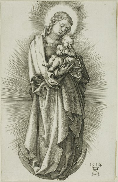 Jungfrun på halvmånen med ett diadem av Albrecht Dürer