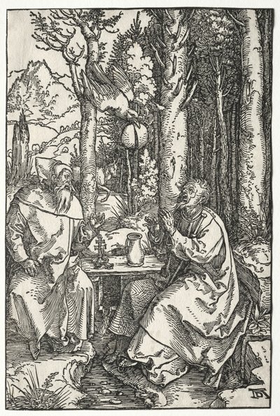 St Anthonys besök hos St. Paul Eremiten av Albrecht Dürer