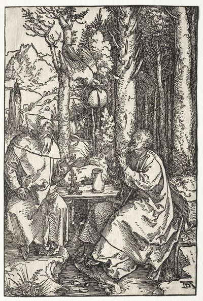 St Anthonys besök hos Eremiten Paulus, ca. 1504. av Albrecht Dürer