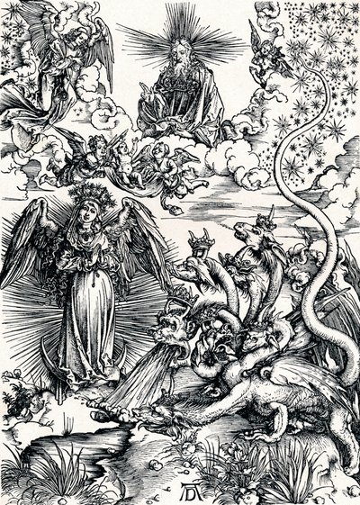 Kvinnan klädd med solen och den sjuhövdade draken, 1498 1906 av Albrecht Dürer