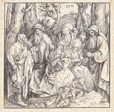 Det heliga släktskapet med änglar av Albrecht Dürer