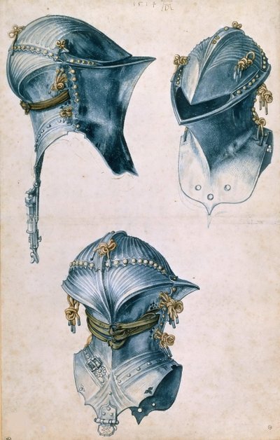 Three Views of a Jousting Helmet, ca. 1500. av Albrecht Dürer