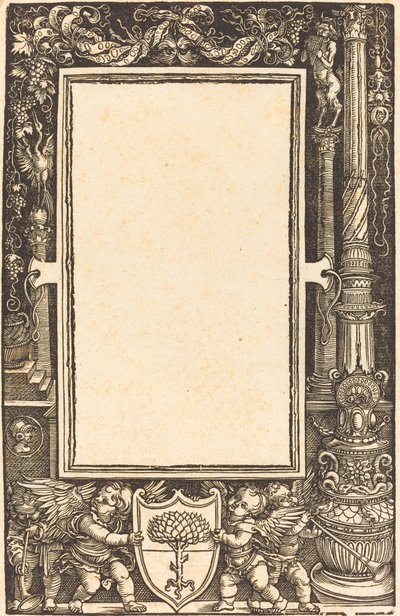 Titelgräns med Putti som håller Pirckheimerarmarna av Albrecht Dürer