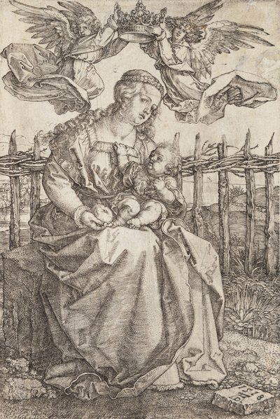 Jungfru Maria krönt av två änglar, 1518 av Albrecht Dürer