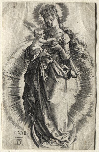 Jungfru på en halvmåne med en stjärnkrona av Albrecht Dürer