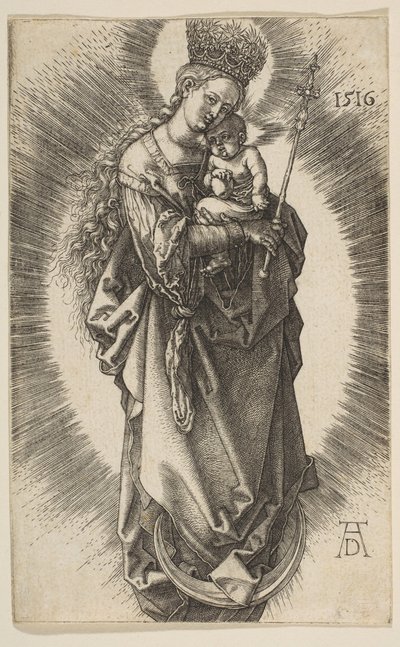 Jungfru på halvmånen med spira och stjärnkrona, 1516. av Albrecht Dürer