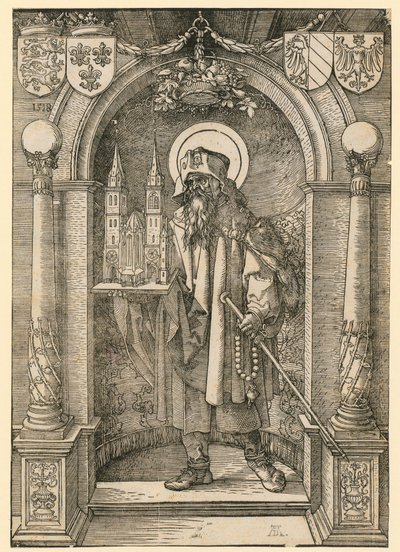 Johannes Stabius vapensköld med lagerkrans av Albrecht Dürer