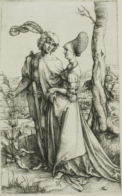 Ungt par hotas av döden (Promenade) av Albrecht Dürer