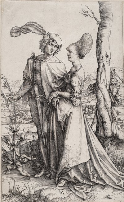 Ungt par hotas av döden Promenade av Albrecht Dürer
