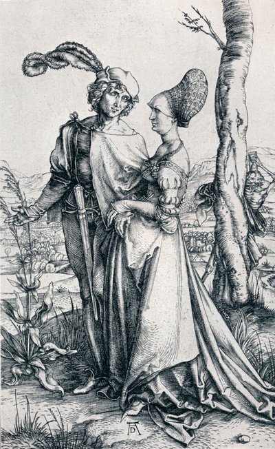 Ungt par hotat av döden eller "Promenaden, 1495, 1906" av Albrecht Dürer