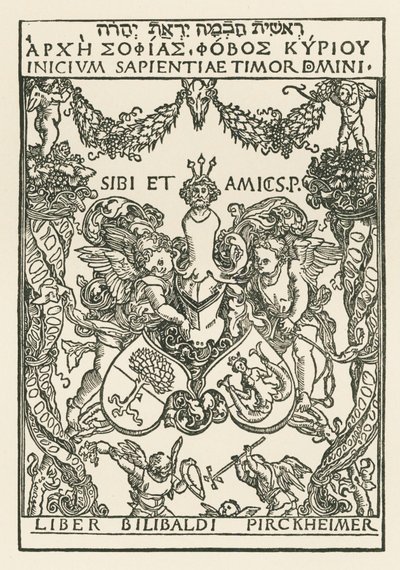 Willibald Pirckheimers exlibris, ca 1502 (träsnitt) av Albrecht Dürer or Duerer
