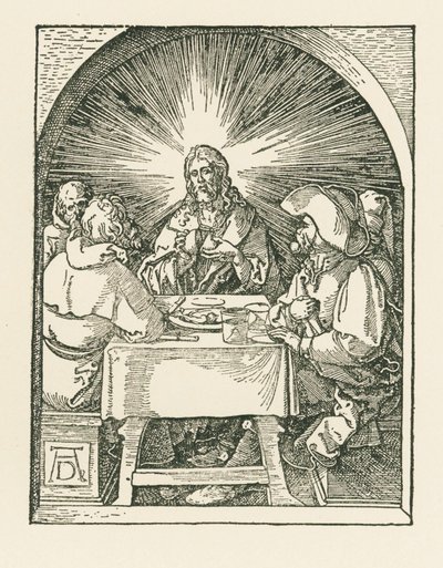 Kristus och lärjungarna vid Emmaus, ca 1510 (träsnitt) av Albrecht Dürer or Duerer