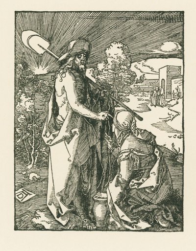 Kristus uppenbarar sig för Maria Magdalena - Noli Me Tangere, ca 1510 (träsnitt) av Albrecht Dürer or Duerer