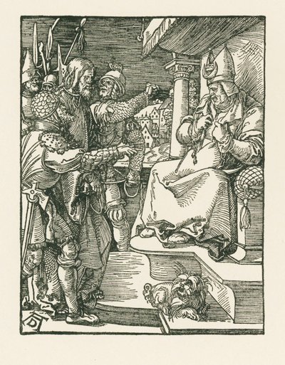 Kristus inför Kajafas, ca 1508-09 (träsnitt) av Albrecht Dürer or Duerer