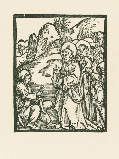 Kristus botar en spetälsk av Albrecht Dürer or Duerer