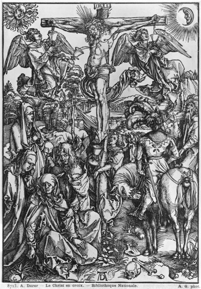 Kristus på korset (träsnitt) (s/v foto) av Albrecht Dürer