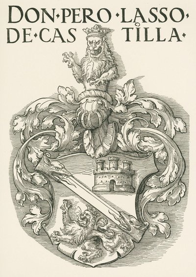 Vapensköld för Don Pedro Lasso de Castilla, ca 1530 (träsnitt) av Albrecht Dürer or Duerer