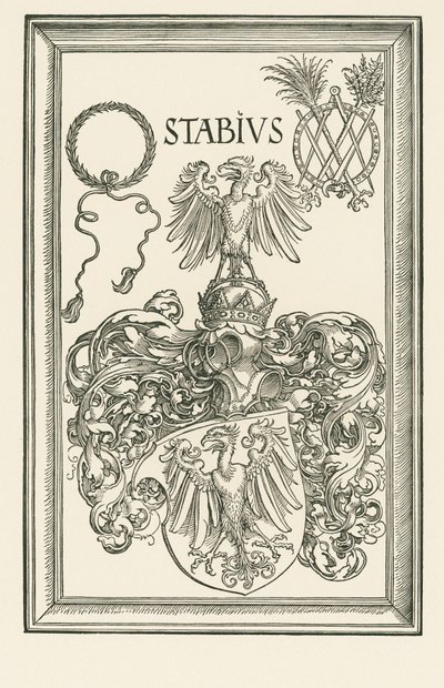 Johannes Stabius vapensköld, ca 1514 (träsnitt) av Albrecht Dürer or Duerer