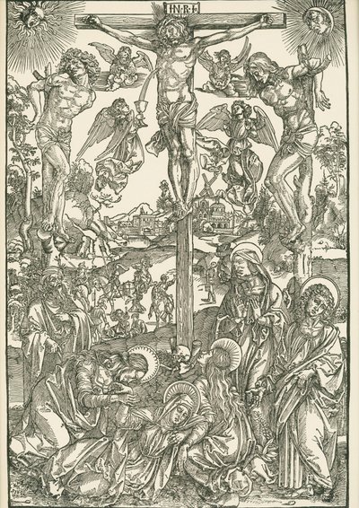 Korsfästelse (Det stora Golgata), ca 1496-00 (träsnitt) av Albrecht Dürer or Duerer