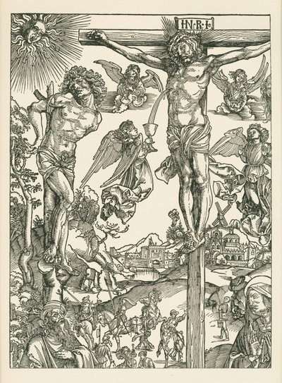 Korsfästelse (Det stora Golgata), ca 1496-00 (träsnitt) av Albrecht Dürer or Duerer