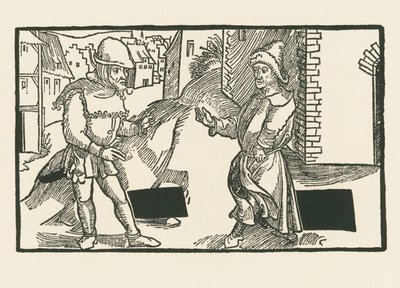 Demea och Micio, ca 1492-93 (träsnitt) av Albrecht Dürer or Duerer