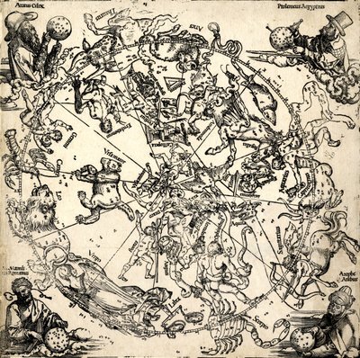 Imagines coeli Septentrionales cum duodecim imaginibus zodiaci, ca 1510-c.20 (träsnitt) av Albrecht Dürer or Duerer