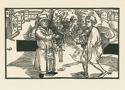 Laches och Parmeno, ca 1492-93 (träsnitt) av Albrecht Dürer or Duerer