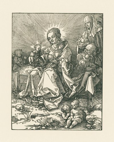 Madonna på en gräsbevuxen bank med S:t Josef och S:ta Anna av Albrecht Dürer or Duerer