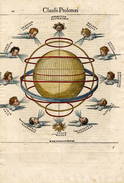 Karta med titeln "Armillary Sphere" (armillär sfär) av Albrecht Dürer or Duerer