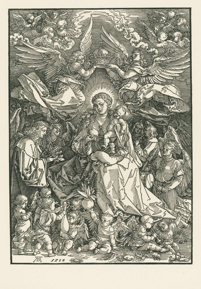 Jungfru Maria krönt av två änglar av Albrecht Dürer or Duerer