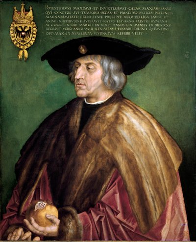 Porträtt av kejsar Maximilian I av Habsburg (1459-1519), tysk romersk kejsarmålning av Albrecht Durer (1471-1528) av Albrecht Dürer