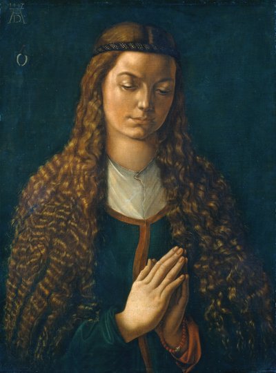 Porträtt av en ung kvinna med ner håret av Albrecht Dürer or Duerer