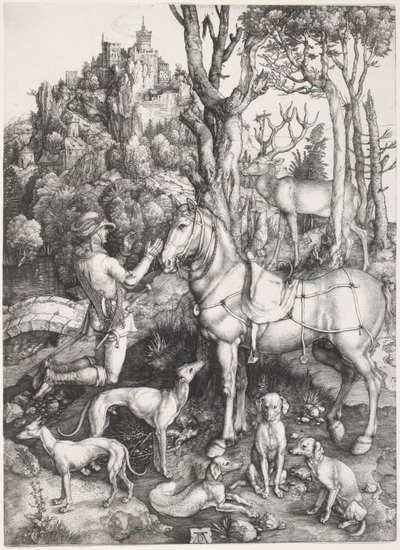 Saint Eustace, ca. 1500-1501 (gravyr) av Albrecht Dürer