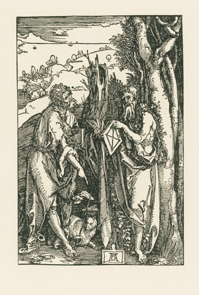 Johannes döparen och den helige Onofrius, ca 1503-04 (träsnitt) av Albrecht Dürer or Duerer