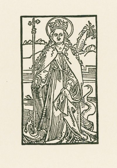 Saint Margaret. Illustration till Hortulus Anime. Tryckt av Michael Furter, Basel av Albrecht Dürer or Duerer