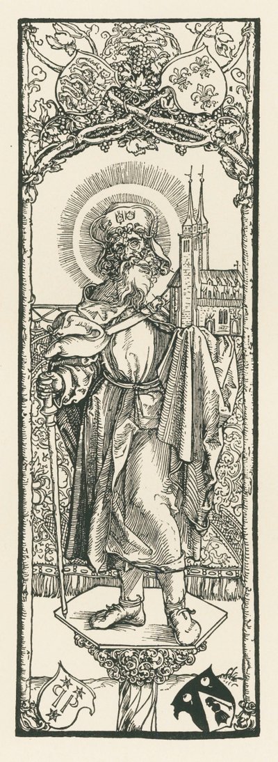 Sankt Sebald på pelaren, ca 1501 (träsnitt) av Albrecht Dürer or Duerer