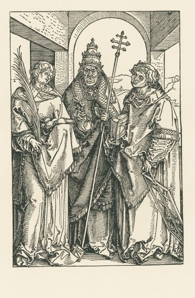 Helgonen Stefan, Sixtus och Laurentius, ca 1504-05 (träsnitt) av Albrecht Dürer or Duerer