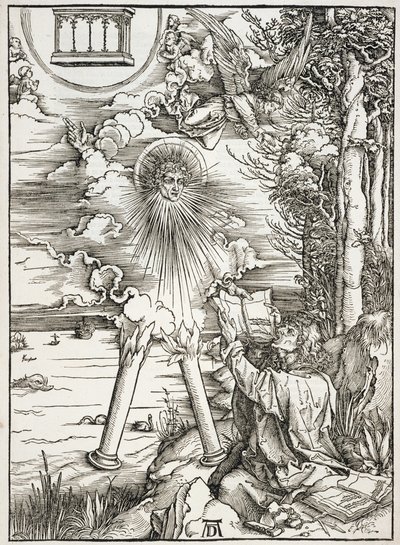 Scen från Apokalypsen, Johannes slukar boken, latinsk upplaga av Albrecht Dürer