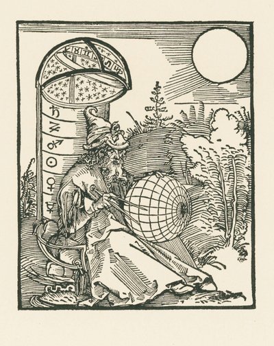 Sittande astronom som håller i en jordglob av Albrecht Dürer or Duerer