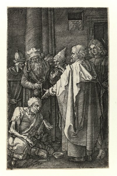 Peter och Johannes botar de krymplingar vid tempelporten av Albrecht Dürer