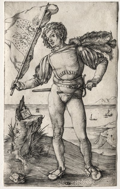 Den burgundiska fanbäraren, ca. 1500 (gravyr) av Albrecht Dürer or Duerer